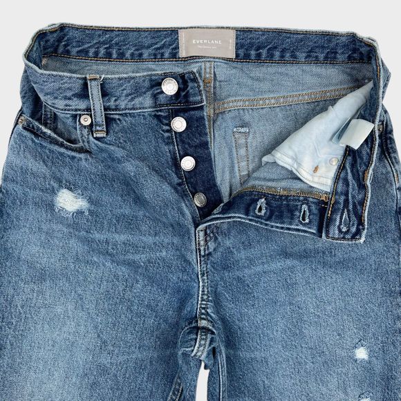 EVERLANE The Cheeky Jean Crop Distressed Blue Jeans Women's Size 26 - Picture 6 of 12